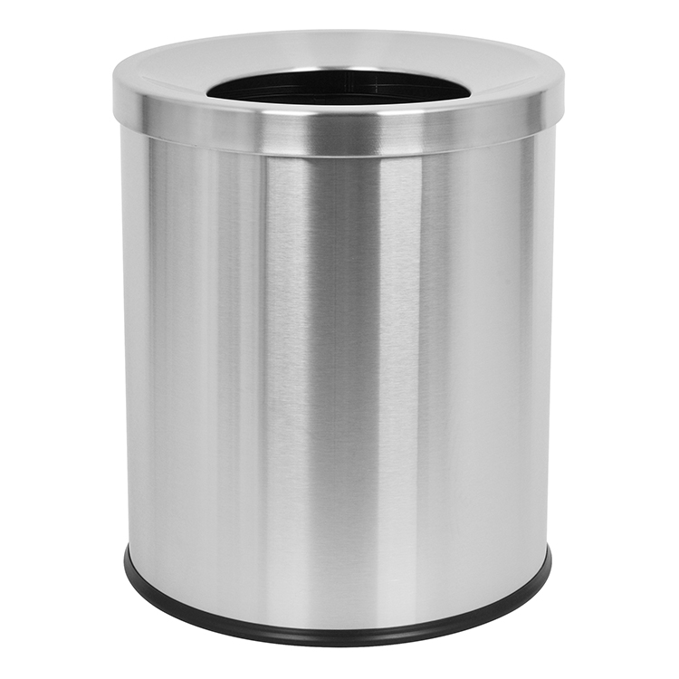 Прочная урна из нержавеющей стали 12л, шлифованная, с воронкой, с резиновым основанием, легкая в уходе