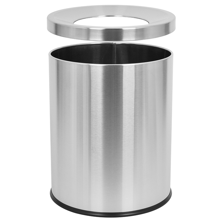 Прочная урна из нержавеющей стали 12л, шлифованная, с воронкой, с резиновым основанием, легкая в уходе