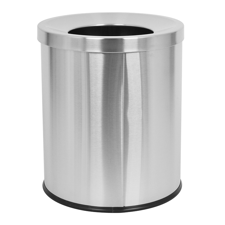 Прочная урна из нержавеющей стали 12л, шлифованная, с воронкой, с резиновым основанием, легкая в уходе