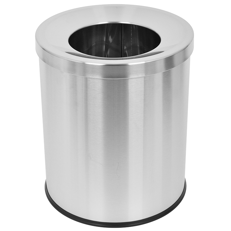 Прочная урна из нержавеющей стали 12л, шлифованная, с воронкой, с резиновым основанием, легкая в уходе