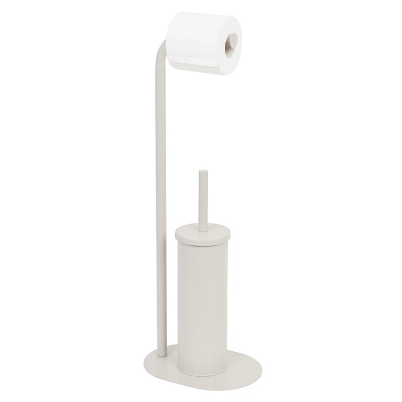 Туалетная щетка 2 в 1 с подставкой для туалетной бумаги, овальная база, металл, покрытие: хаки/синий/серый