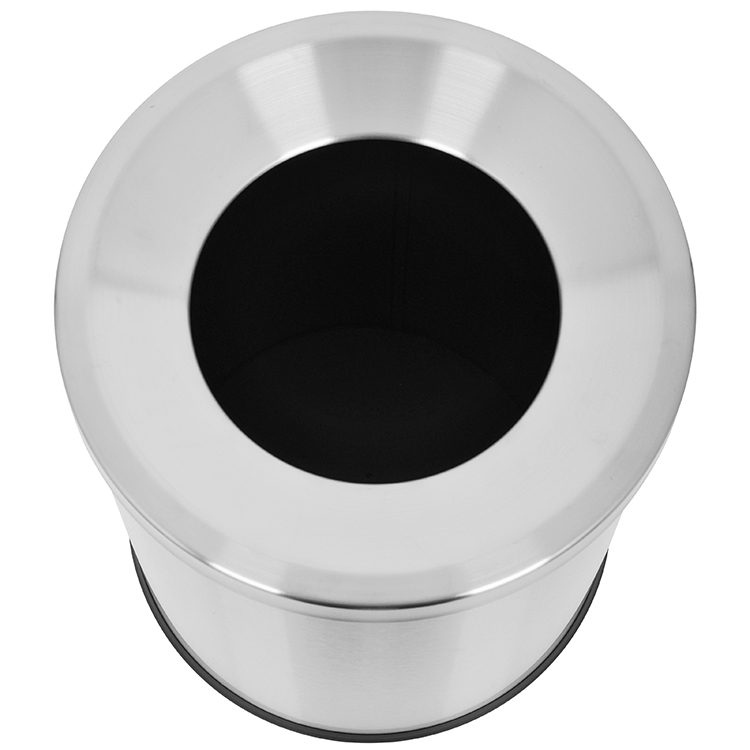 Урна для мусора 12л из нержавеющей стали, круглая, с воронкообразным открытым входом, шлифованная, со съемным внутренним ведром, с резиновым основанием, для офиса, кухни, отеля
