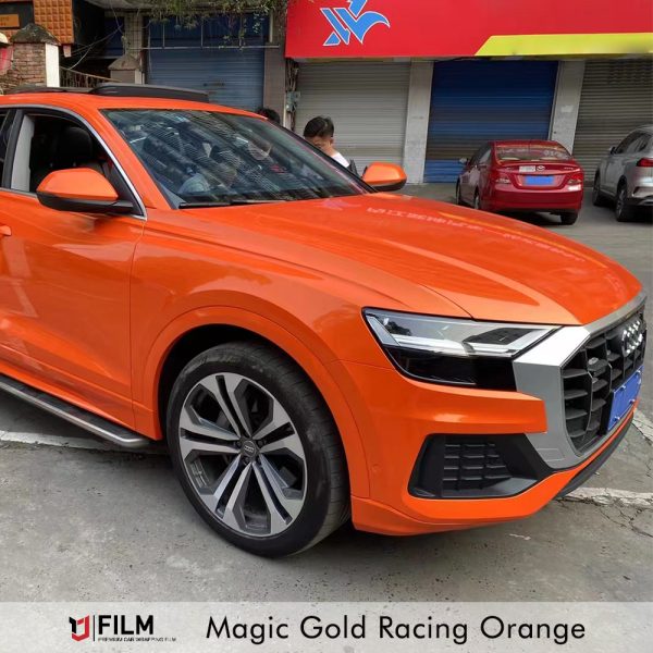 Автомобильная пленка Волшебное золото Гонка Оранжевый автомобиль Упаковка Виниловая пленка Изменить цвет кузова Винил