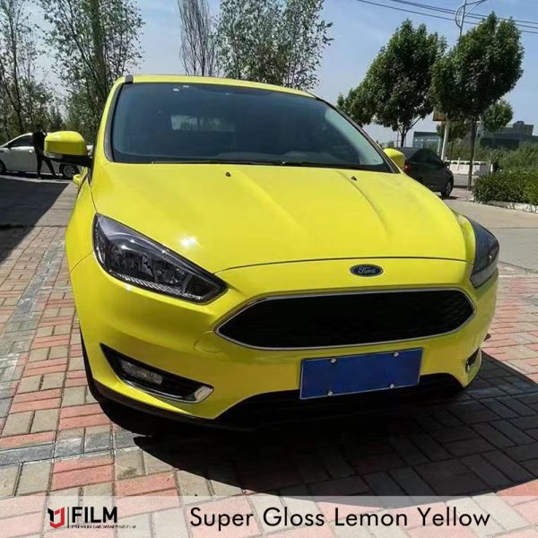 Лимонно-желтая виниловая автомобильная пленка 1.52×17м, Низкая Вязкость, Без Клея, Защита ЛКП