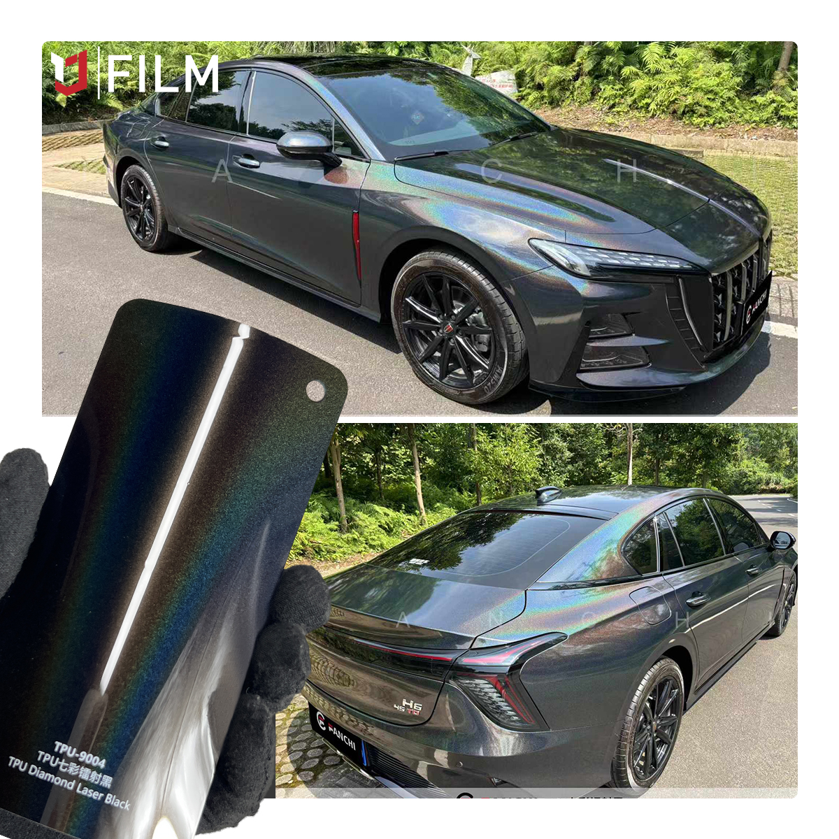TPU Алмазный лазерный черный китайская автомобильная пленка