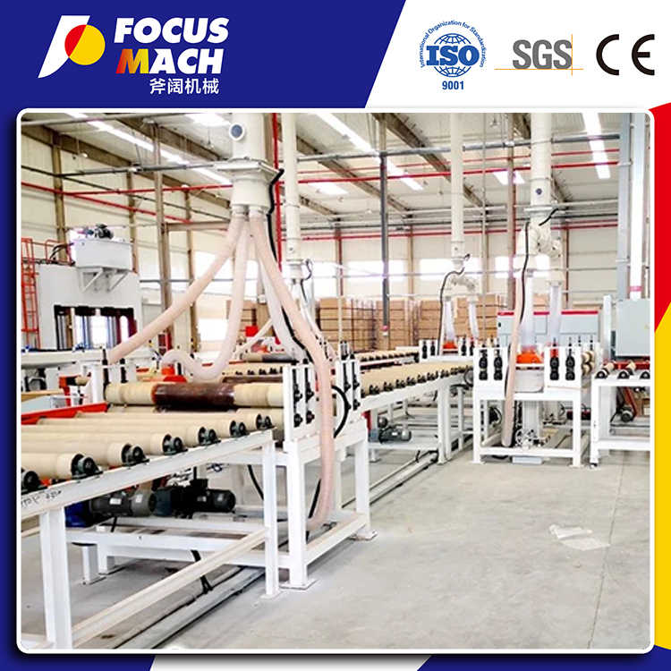 Пила для резки фанеры с роликовым конвейером.