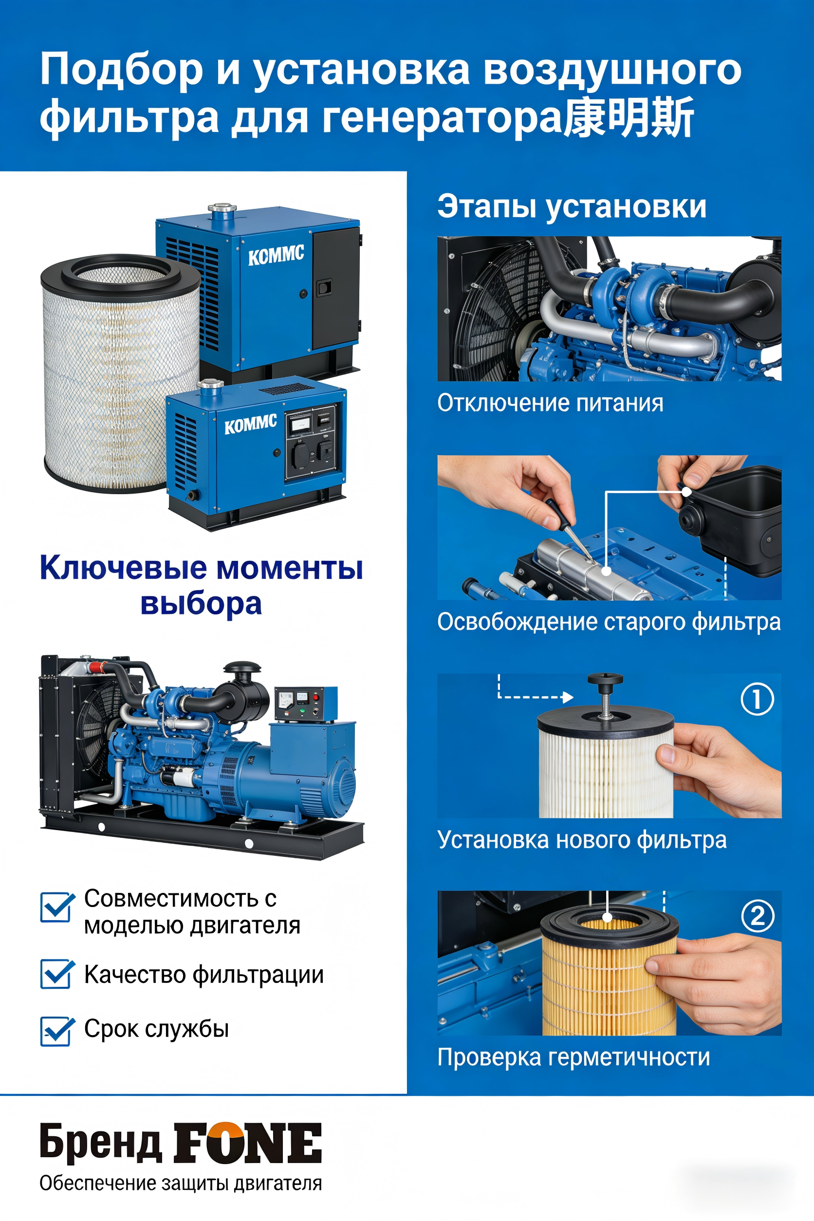 Как выбрать воздушный фильтр для Cummins генератора?