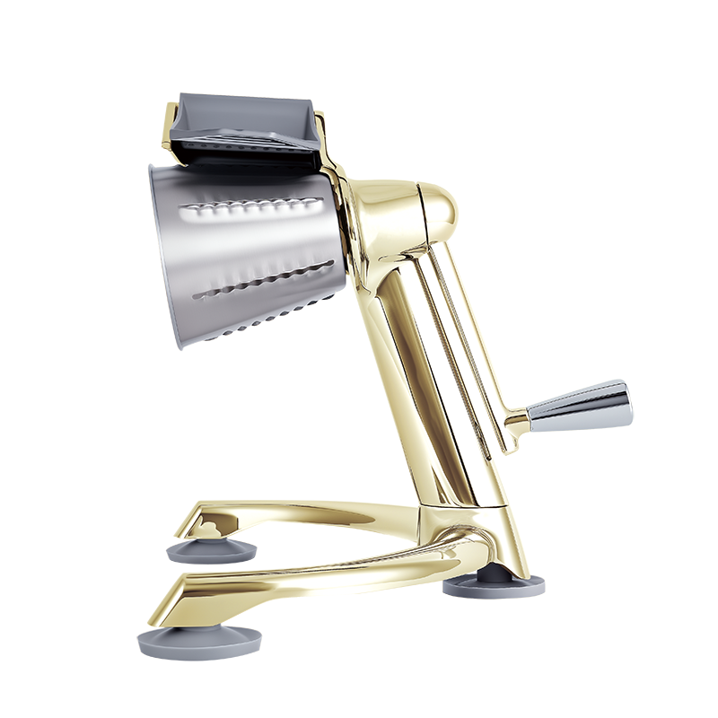 Овощерезка ручная механическая (модель-SL005-золотая), ручной привод, 5 насадок в комплекте