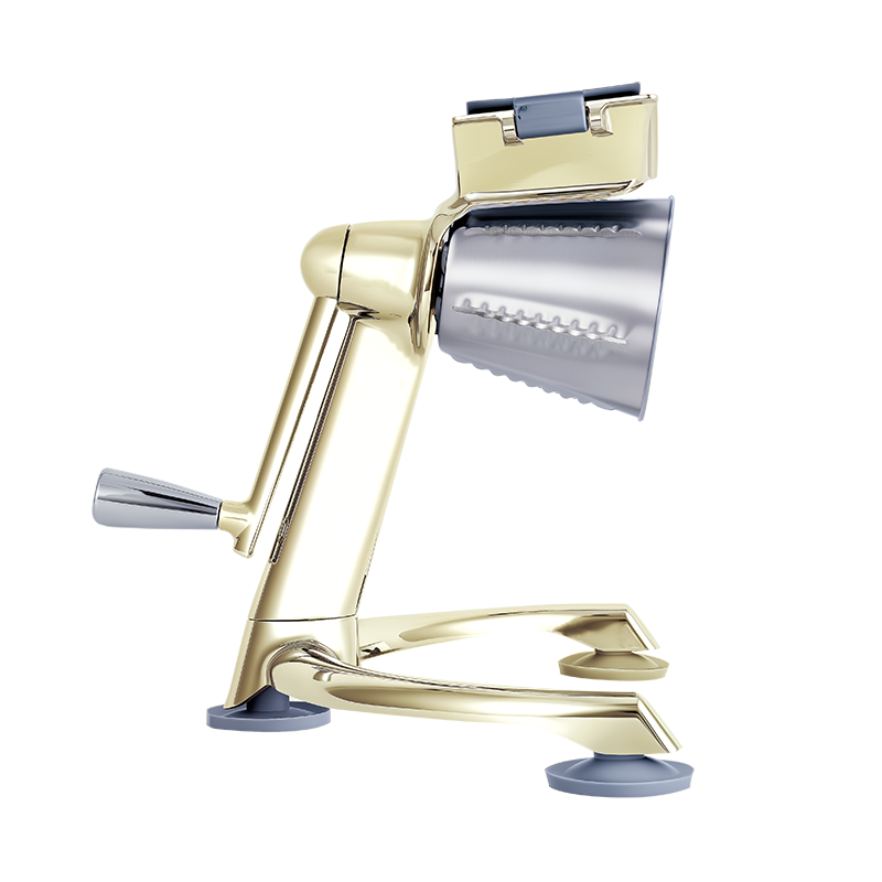 Овощерезка ручная механическая (модель-SL005-золотая), ручной привод, 5 насадок в комплекте