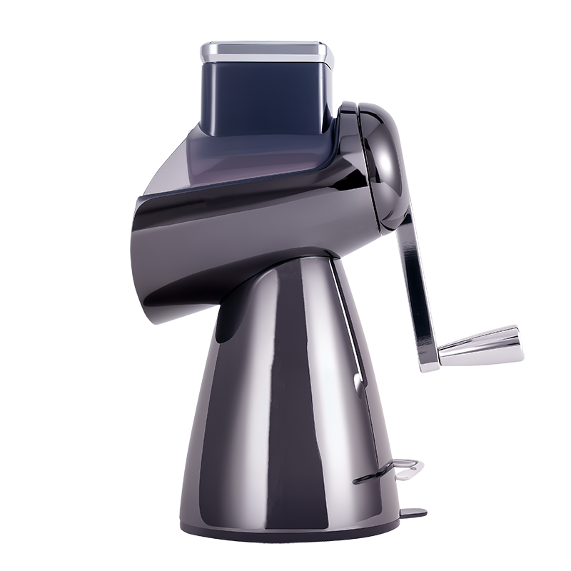 Овощерезка ручная механическая (модель-SL006-чёрная глянцевая ), ручной привод, 5 насадок в комплекте