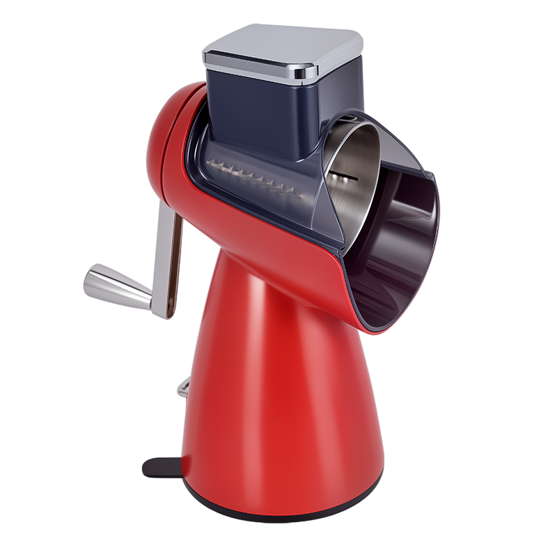 Овощерезка ручная механическая (модель-SL006-красная ), ручной привод, 5 насадок в комплекте