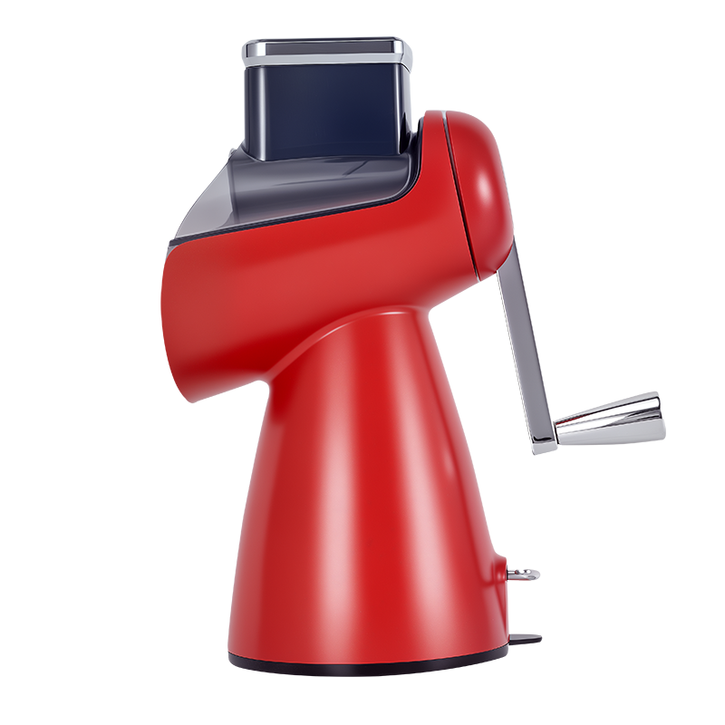 Овощерезка ручная механическая (модель-SL006-красная ), ручной привод, 5 насадок в комплекте