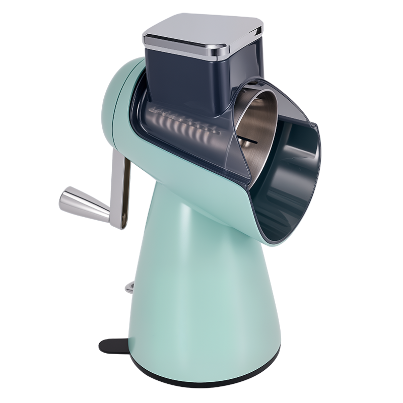 Овощерезка ручная механическая (модель-SL006-зелёная ), ручной привод, 5 насадок в комплекте