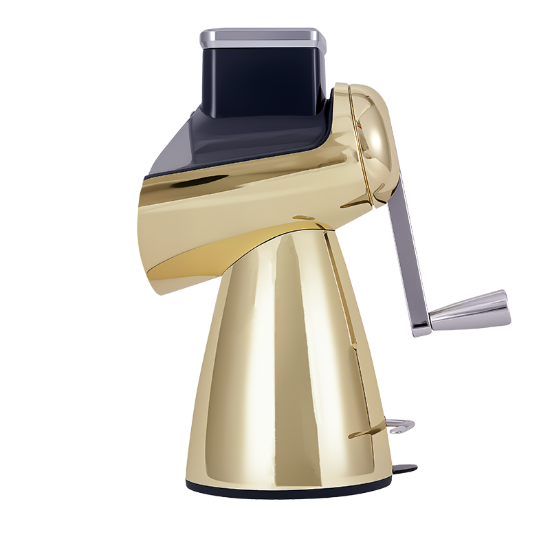 Овощерезка ручная механическая (модель-SL006-золотая ), ручной привод, 5 насадок в комплекте