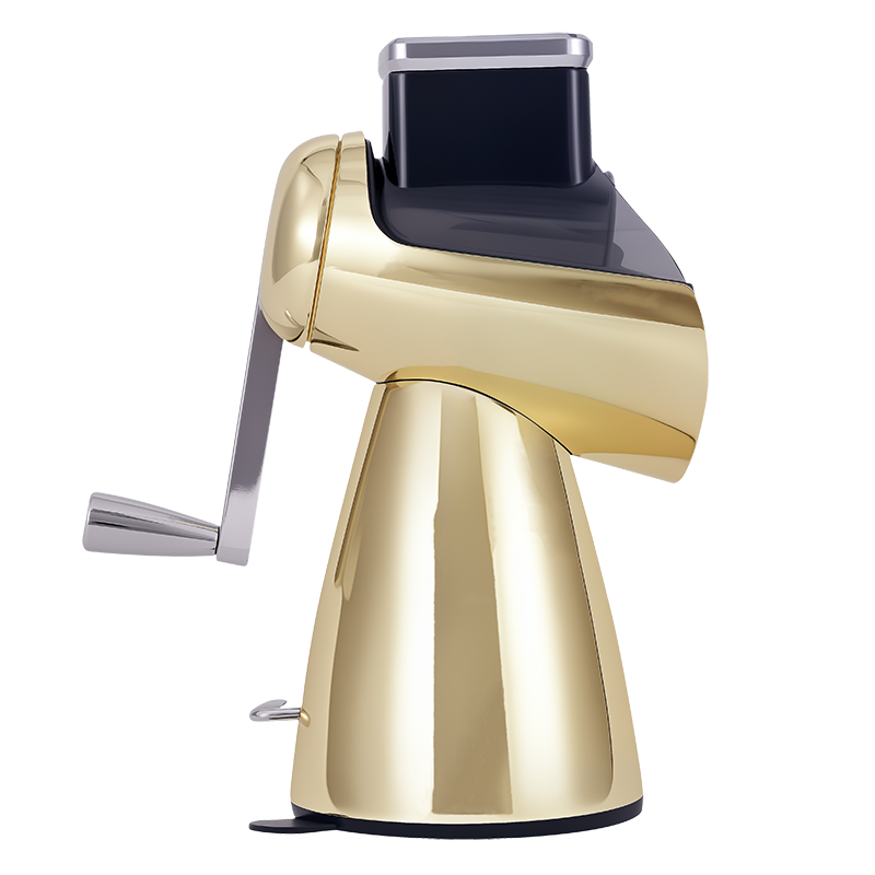 Овощерезка ручная механическая (модель-SL006-золотая ), ручной привод, 5 насадок в комплекте