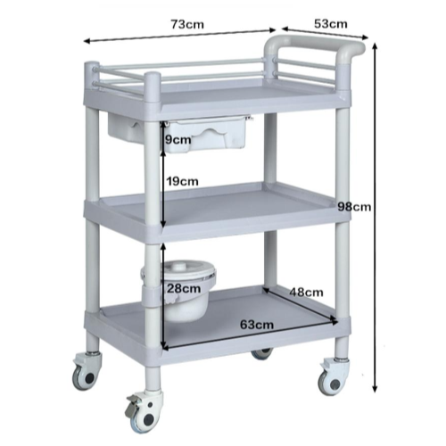ABS медицинская процедурная тележка с ящиком и ведром