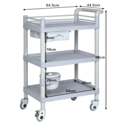ABS медицинская процедурная тележка с ящиком и ведром