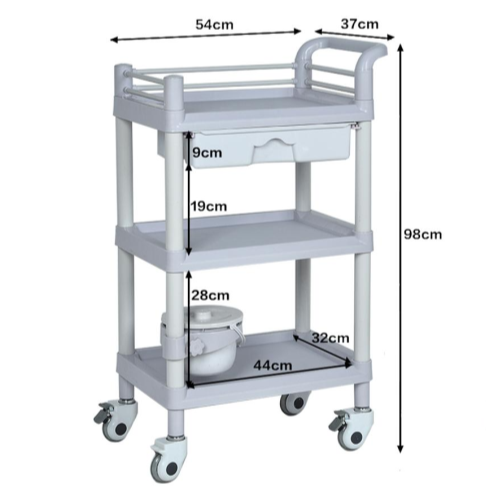 ABS медицинская процедурная тележка с ящиком и ведром
