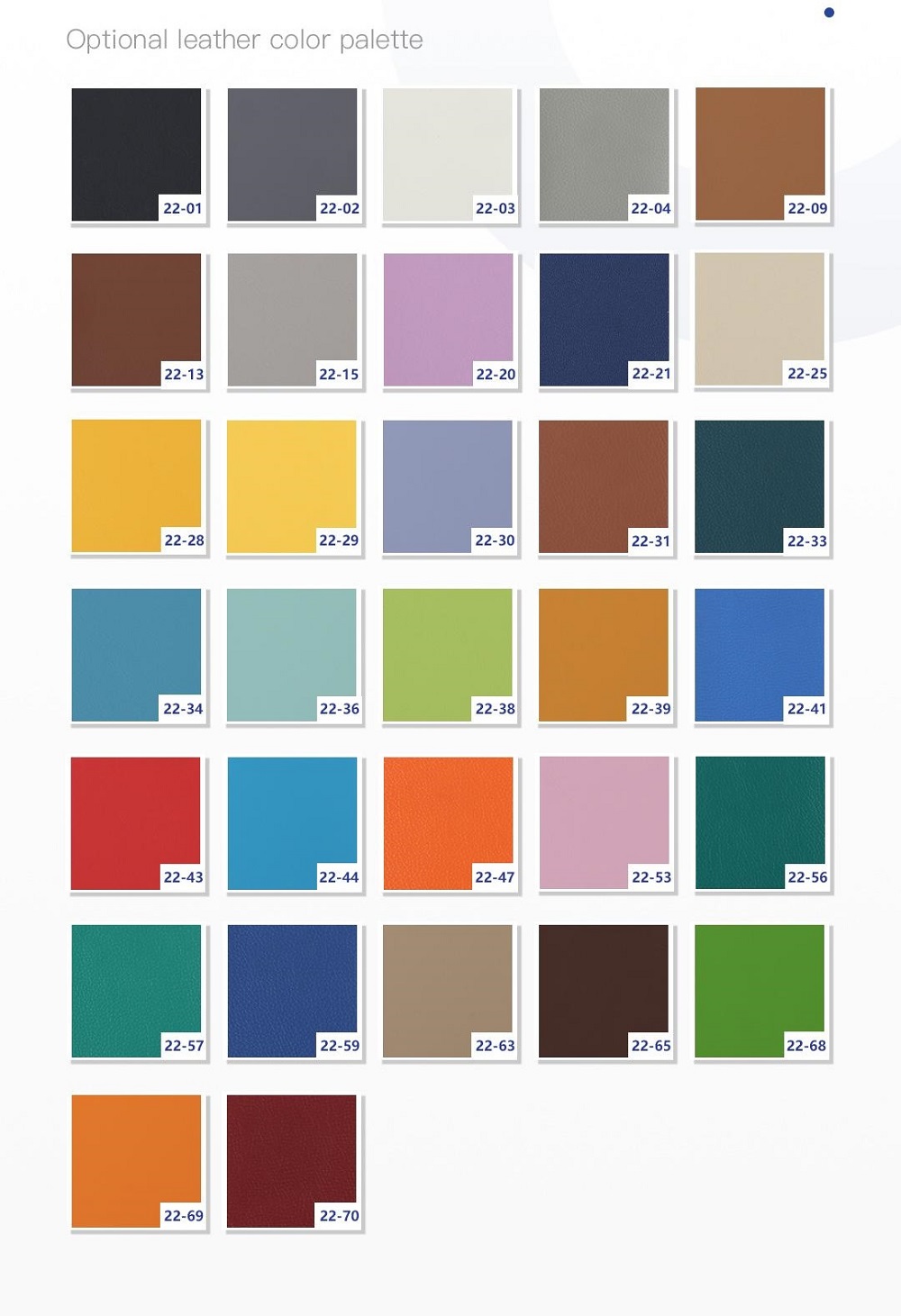 Цветовая палитра обивки кресла-кровати Dongpin SJ18, образцы PU искусственной кожи для медицинской мебели, различные варианты оттенков