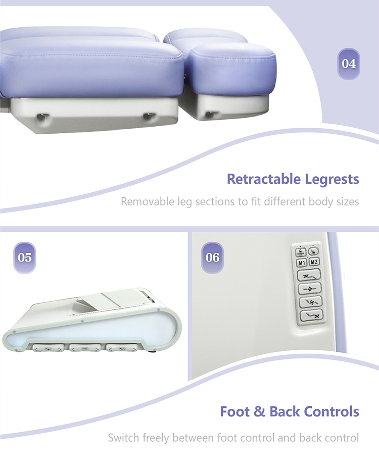 M12A2-4J: выдвижные/съемные секции для ног и управление — ножная панель и панель на спинке (переключение режимов)