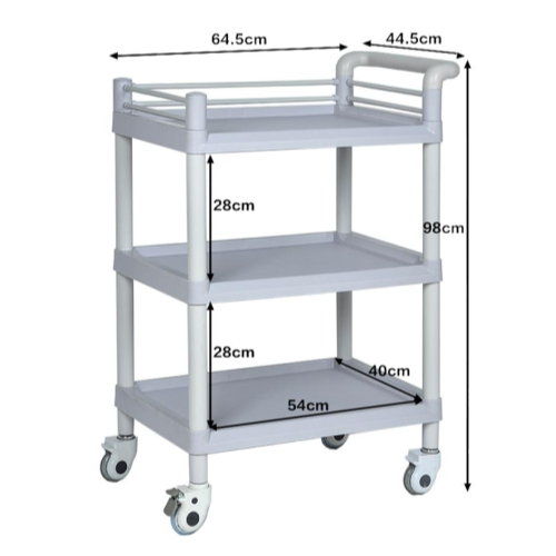 Тележка процедурная ABS HX-D050 3 яруса — размеры S/M/L