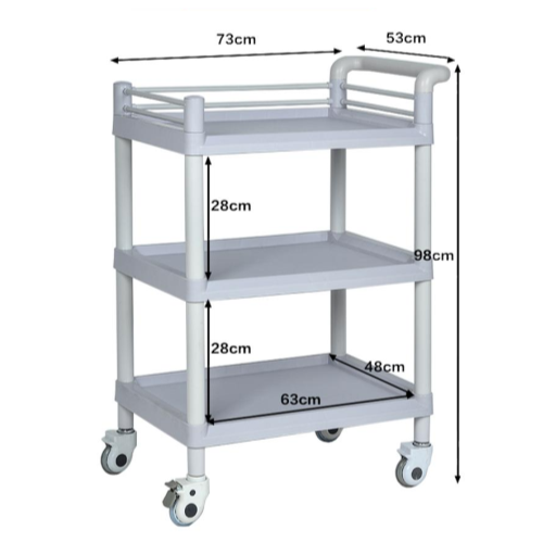 Тележка процедурная ABS HX-D050 3 яруса — размеры S/M/L
