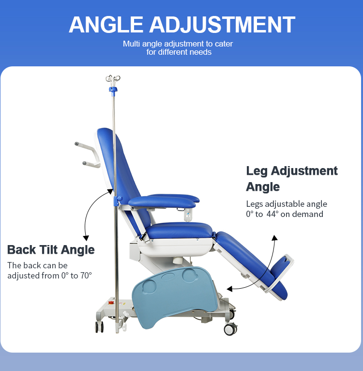 Углы наклона спинки и подножки кресла KFM-TXY405: спинка 0–70°, подножка 0–44° — индивидуальная настройка