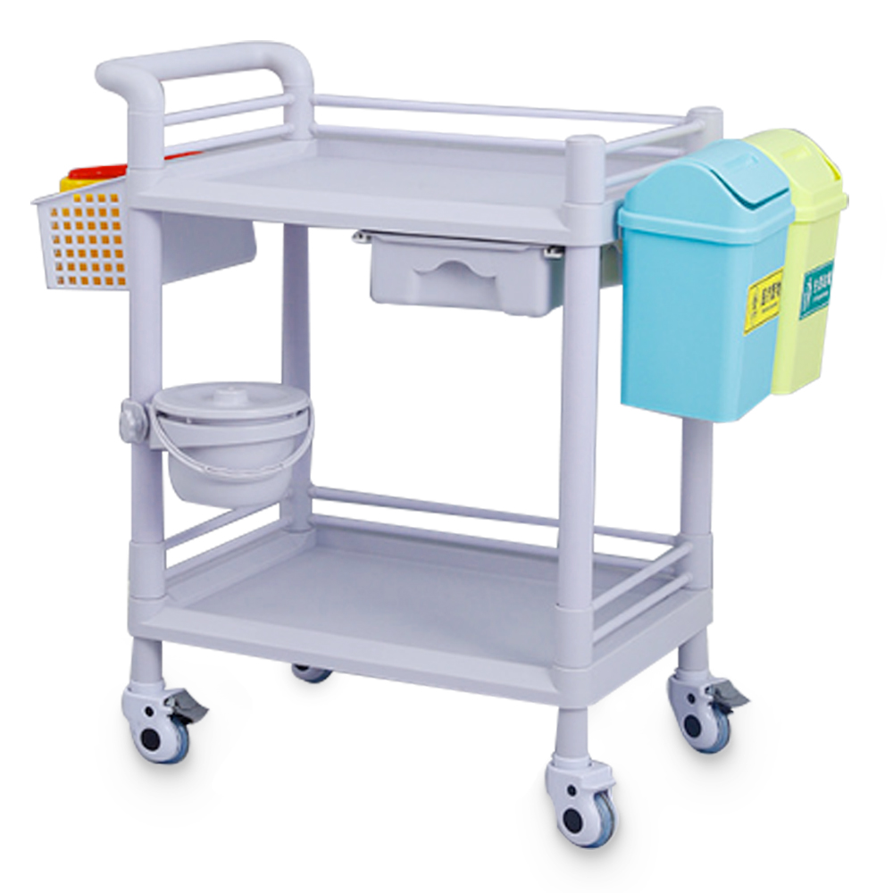 Медицинская тележка ABS DP-AT02 с двумя полками и контейнерами для отходов