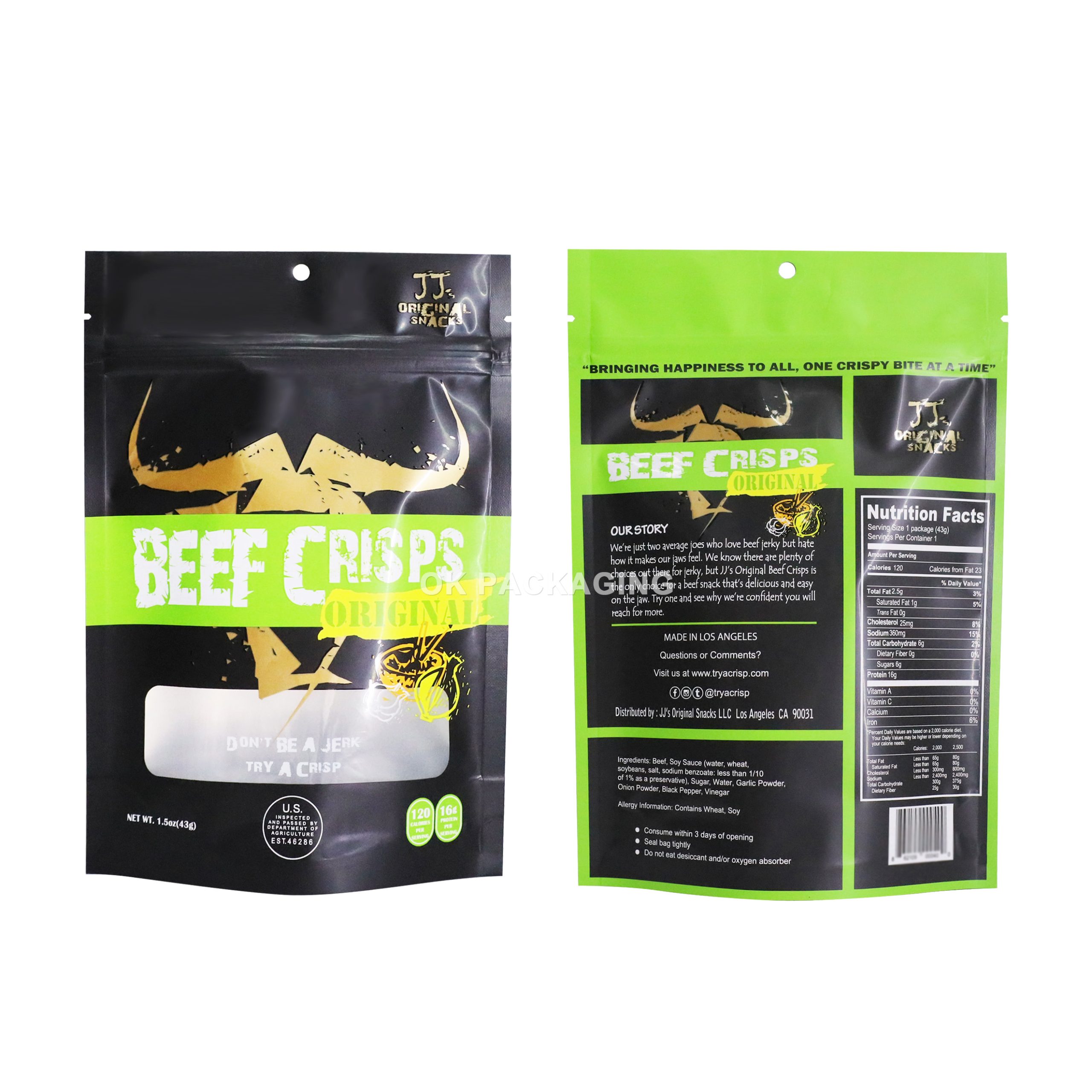 Пакет с застежкой-молнией и прозрачным окном, ламинированный, для упаковки вяленой говядины, стерилизационный пакет для пищевых продуктов