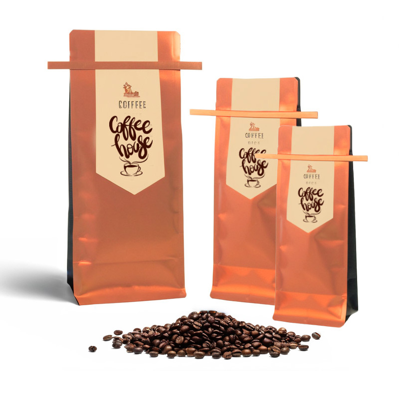 Высококачественные фирменные пакеты для упаковки кофе из крафт-бумаги с односторонним клапаном-молнией и восьмисторонним швом для оптовых заказов 250 г, 500 г и 1 кг