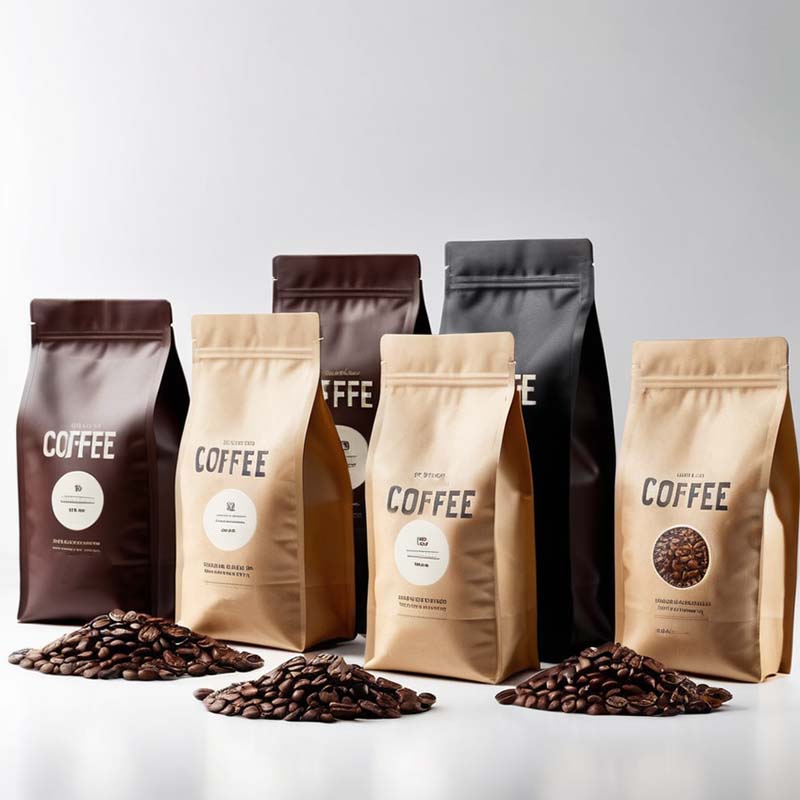 Пакеты для кофе с индивидуальным принтом, клапаном, боковой молнией, плоским дном, многоразовые, запаянные, для кофейных зерен
