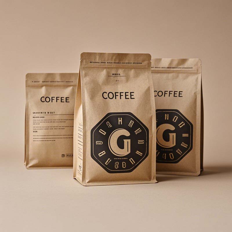 Пакет для кофе с клапаном и застежкой-молнией, с плоским дном, с принтом, устойчивый, пластиковый, из матового майлара