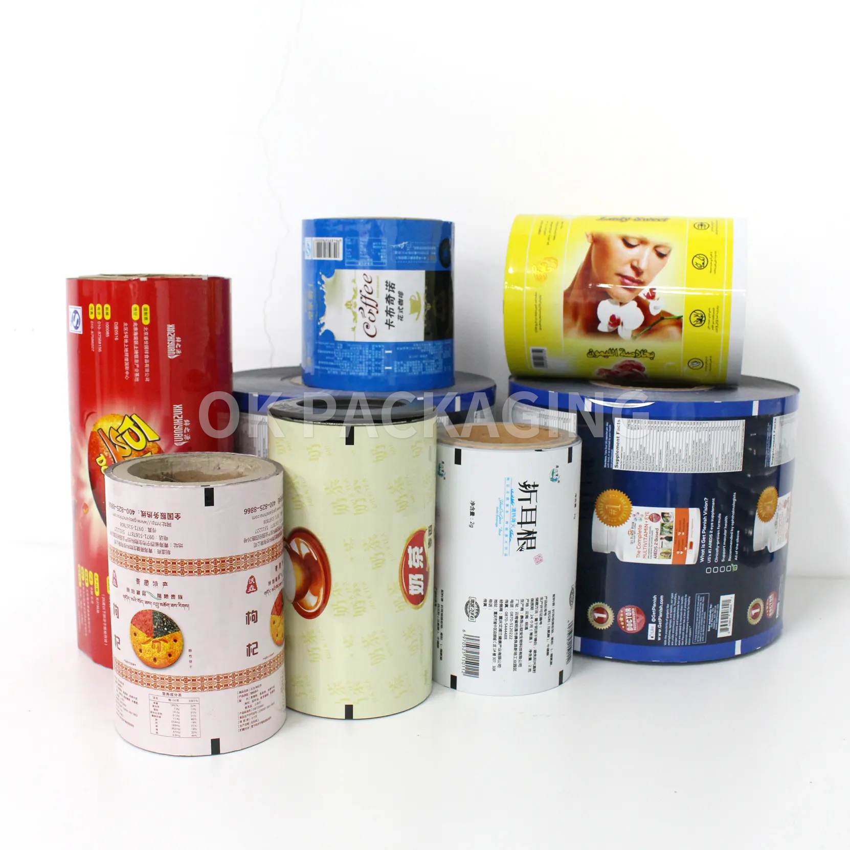 Индивидуальная упаковка из пластиковых пакетов для пищевых продуктов, автоматическая ретортная пленка в рулоне майлара для конфет, картофельных чипсов, кофе, пленка в рулоне