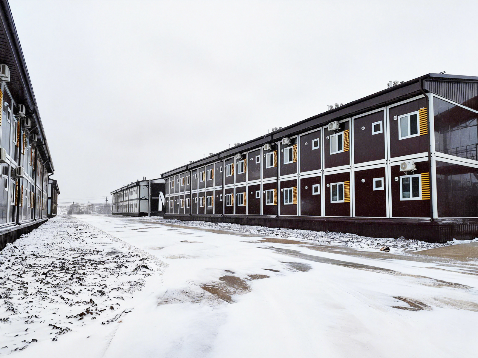 дом из контейнера зима