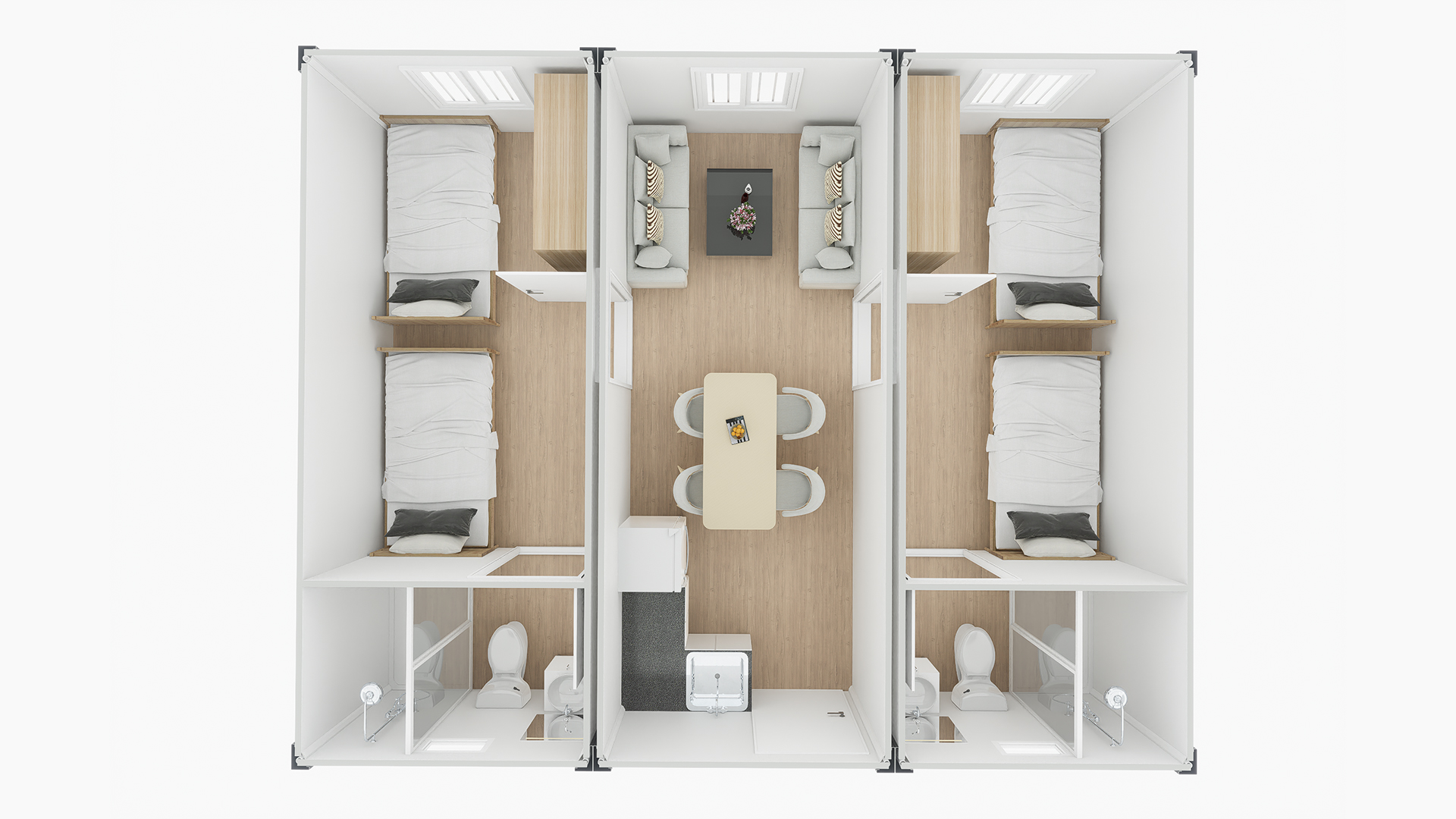 2. Высокая мобильность
Модульная конструкция обеспечивает возможность перемещения. После завершения проекта или смены площадки модули могут быть демонтированы, перевезены и снова собраны в новом месте как дом из контейнера или мобильный дом.
Это делает разборные контейнерные дома идеальным решением для строительных площадок, временных офисов и мобильного бизнеса.