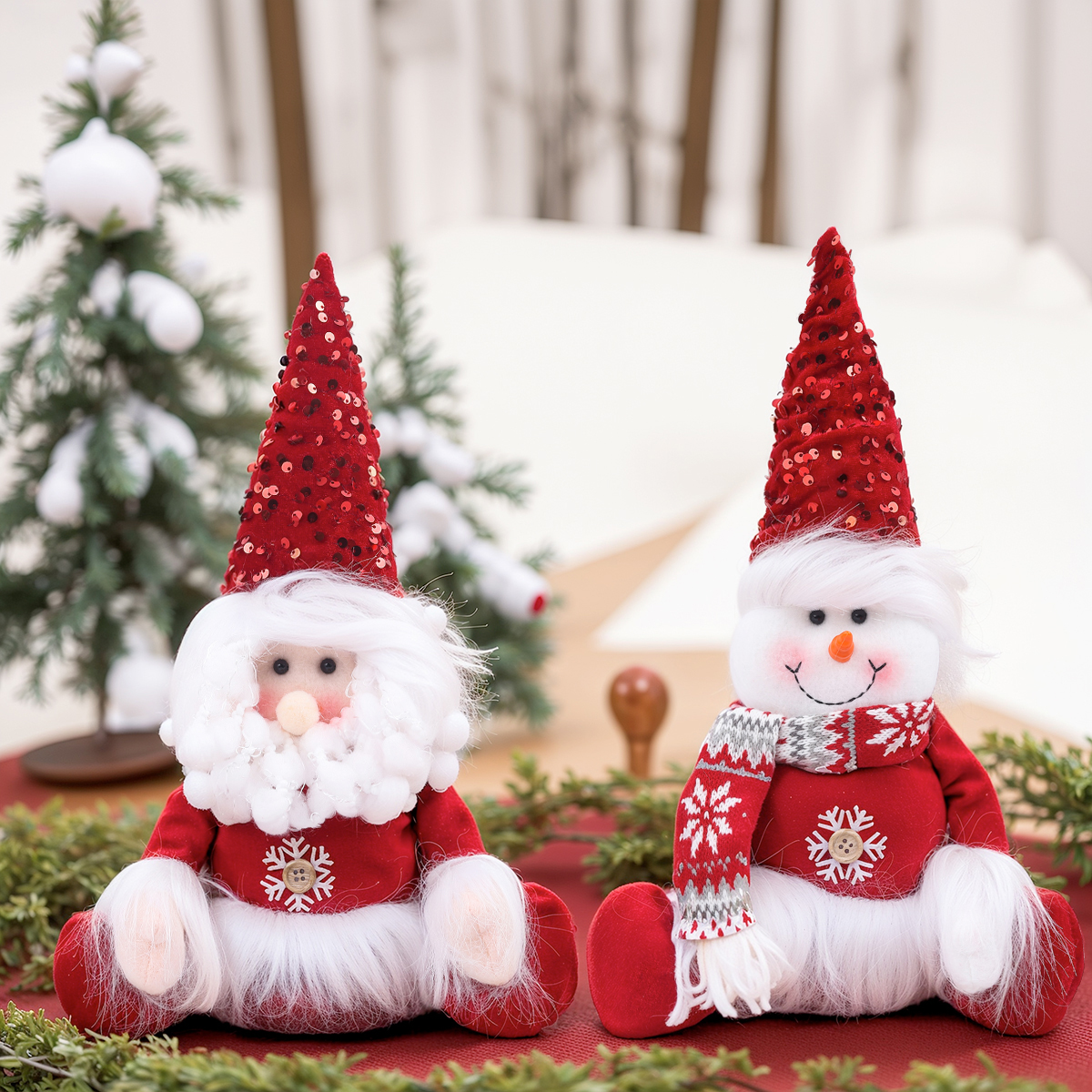 рождественская красная серия 15 “старые снеговики, сидящие в позе украшений