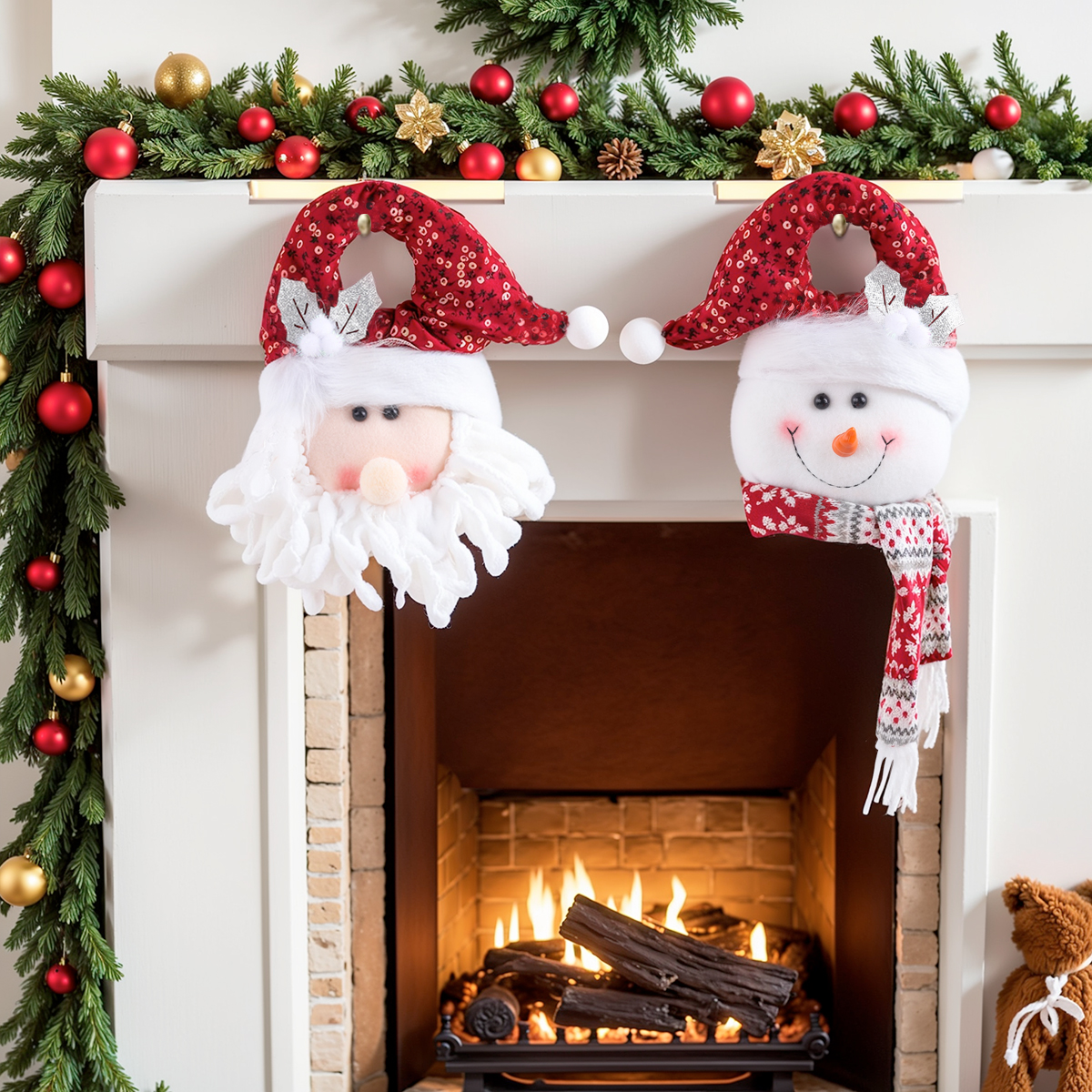 Рождественская красная серия 12″ Старый снеговик Украшение кулона