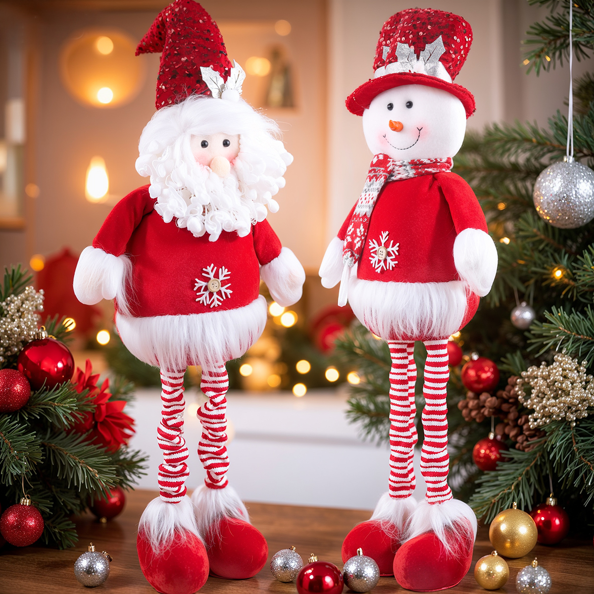 рождественская красная серия 36 “старые снеговики, сидящие в позе украшений