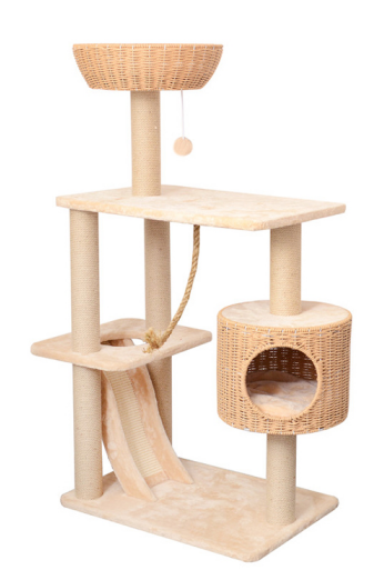 KD кошка лазалки 4 Трехъярусная кошачья дерево с лестницей, изготовленная вручную