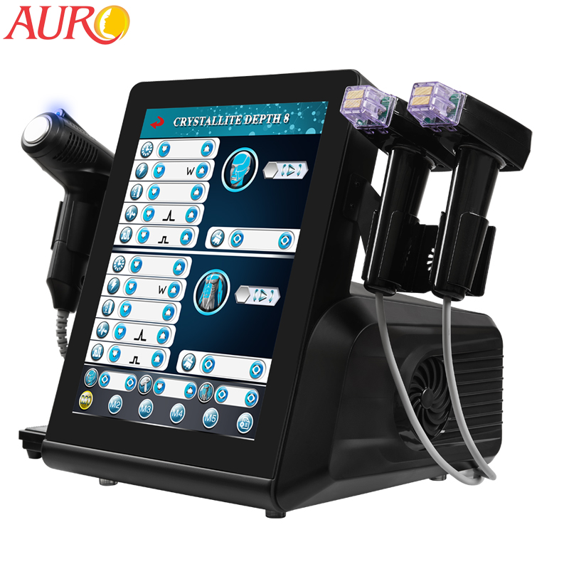 Au-E58 Morpheus 8 Глубочайшие 8-миллиметровые фракционные RF-процедуры нагрева Двойные насадки для лица и тела с молотком для холодной терапии