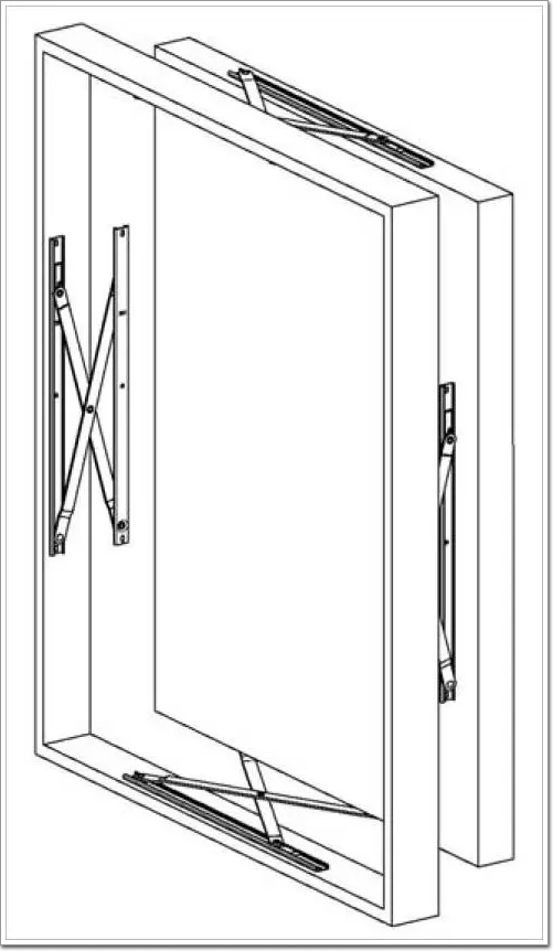 ▲ Схематическое изображение, показывающее только установленные верхние и нижние раздвижные петли.