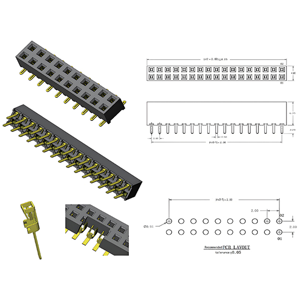 Серия Pin Header — разъём с шагом 2.0 мм (Высокоскоростные электрические соединители)