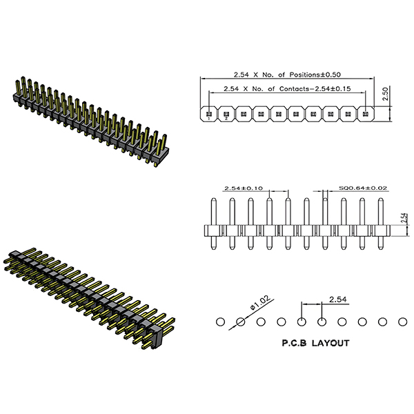 Серия Pin Header — разъём с шагом 2.54 мм (Высокоскоростные электрические соединители)