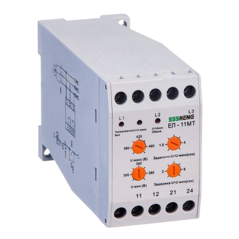 ЕЛ-11-УЗ,3A,1з+1р,IP20, Реле контроля трехфазного напряжения
