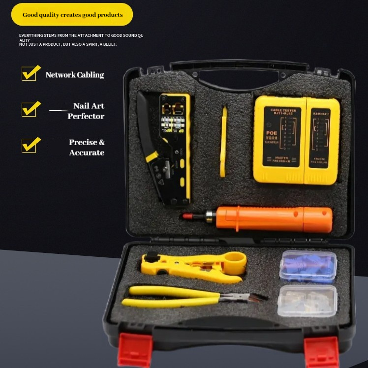Профессиональный набор 11-в-1: Обжимной инструмент RJ45 в кейсе