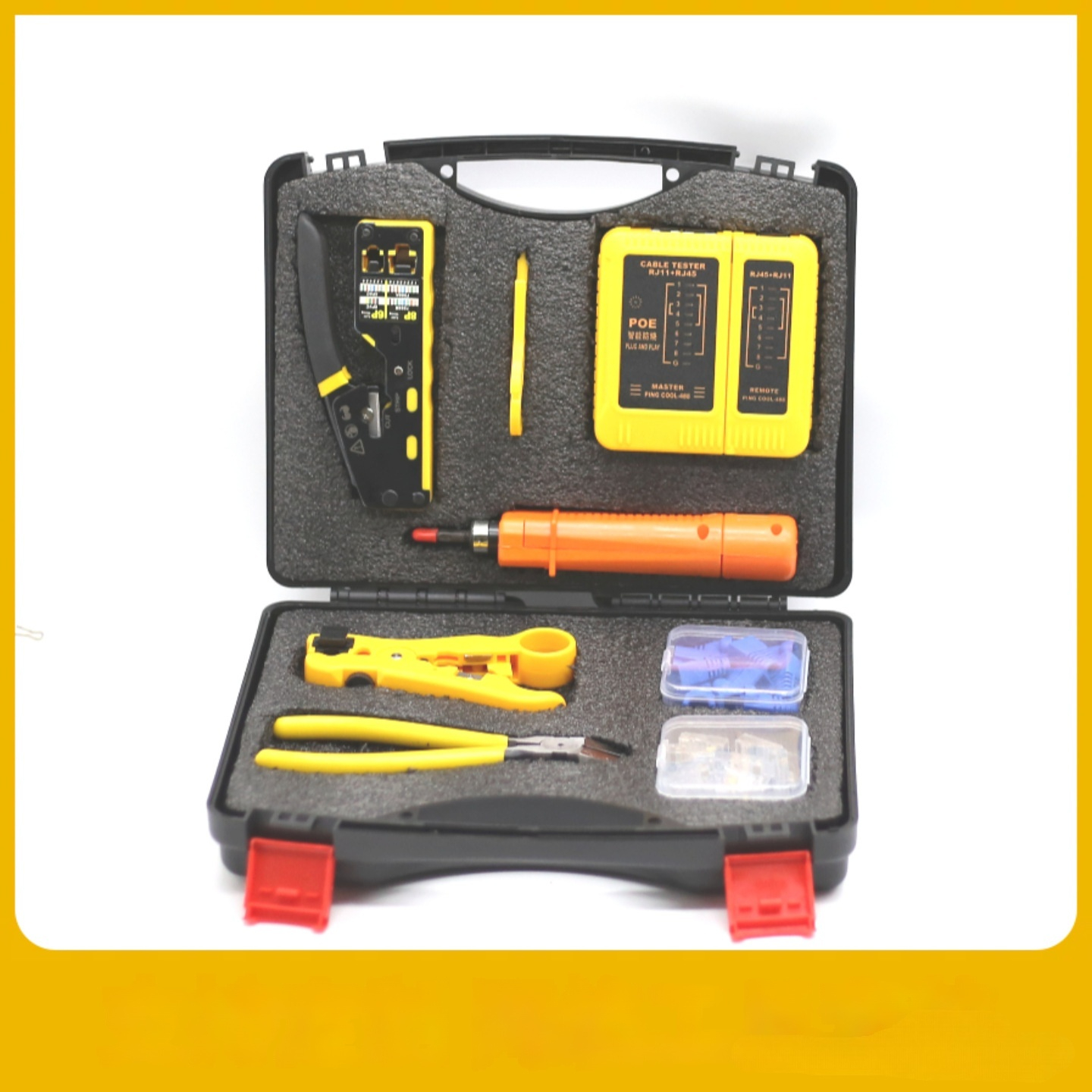 Профессиональный набор 11-в-1: Обжимной инструмент RJ45 в кейсе