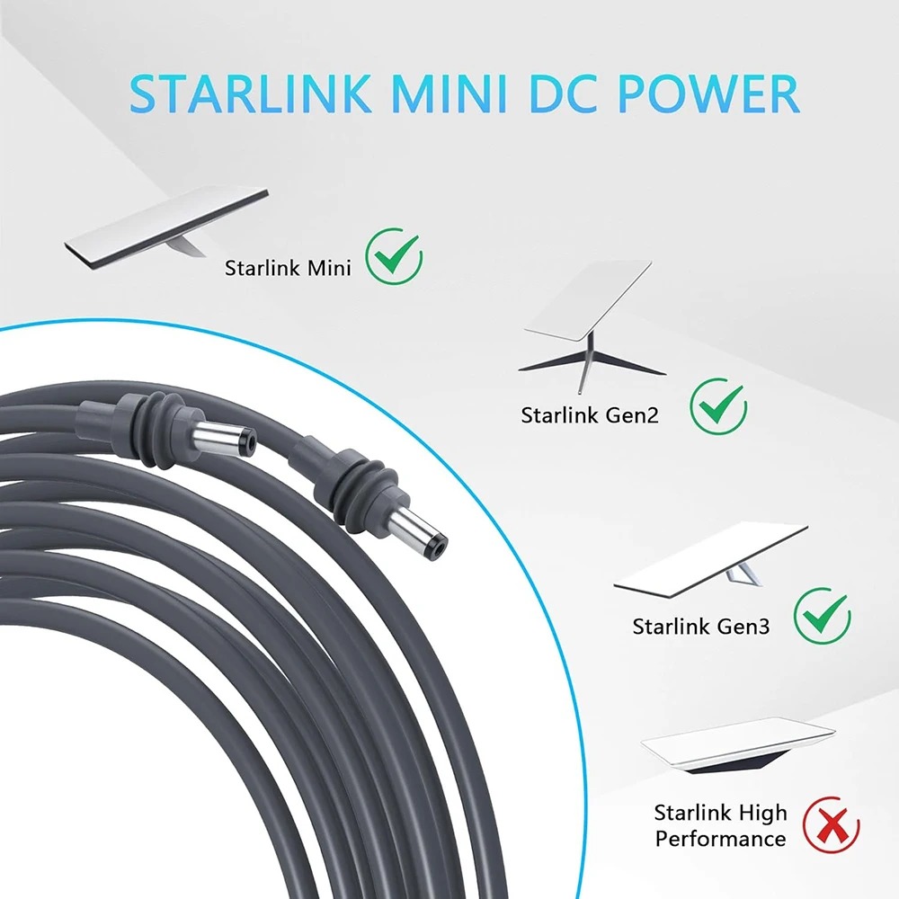 **Водонепроницаемый кабель питания постоянного тока (DC) для Starlink Mini, 65 Вт, кабель питания PD для Starlink Mini, кабель DC-DC, 6,5 фута (ок. 2 метров)**
