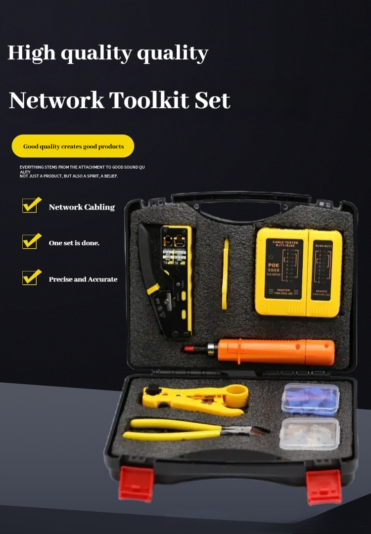 Профессиональный набор 11-в-1: Обжимной инструмент RJ45 в кейсе