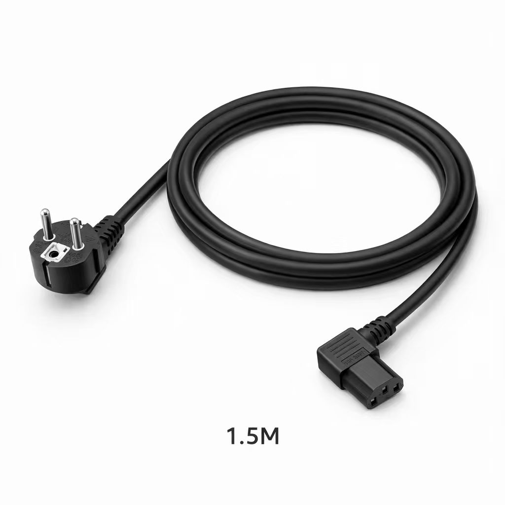 Пользовательский трехконтактный угловой сетевой шнур стандарта EU, разъем и кабель электропитания с токопроводящими жилами из CCA (алюминиево-медного сплава