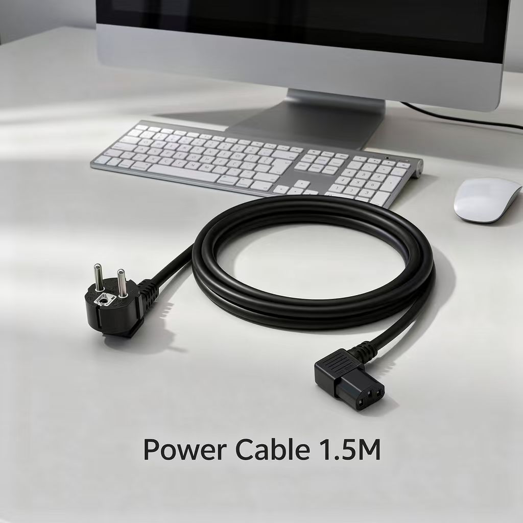 Пользовательский трехконтактный угловой сетевой шнур стандарта EU, разъем и кабель электропитания с токопроводящими жилами из CCA (алюминиево-медного сплава